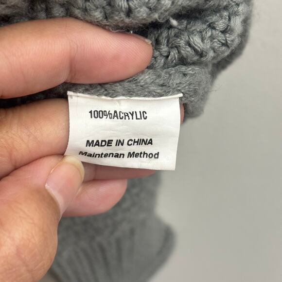 Gray Roll Mock Neck Heavy Knit Classic Minimalist Pullover Sweater Womens Size M - Picture 5 of 8